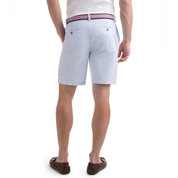 Vineyard Vines Men's Breaker Short Blue and White Striped Seersucker Size 28 28W - Picture 3 of 10